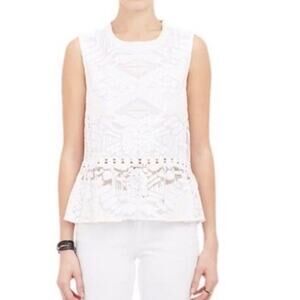 SEA NEW YORK cream white lace peplum tank Sz 2 womens sleeveless delicate (V4